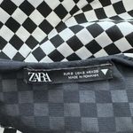 ZARA S Y2K Black White Checked Plaid Sleeve Mini Dress Photo 2