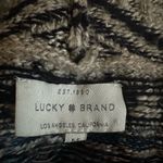 Lucky Brand  Aztec Cardigan Sweater Beige Blue Southwestern Cozy Warm Pockets Photo 6