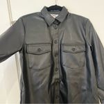 BB Dakota NEW  Women's Vegan Leather Button Down Mini Shirt Dress Black Photo 5