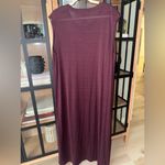COS  burgundy dress midi maxi long volume pleated cotton jersey cap sleeve wine Photo 4