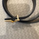 Black Leather Belt with Gold Buckle Photo 2