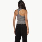 ANINE BING NWT Kristen Asymmetrical Ribbed Stretch Tank | Sz Medium | Black/Grey Photo 2