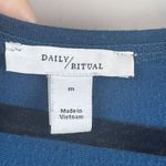 Daily Rituals Womens Romper Shortalls Medium Blue Stretchy Drawstring Loungewear Photo 3