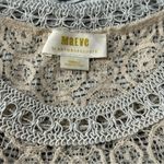 Maeve Anthropologie  Women’s Size S Navy Blue White Pinstripe Lace Trim Tank Top Photo 5