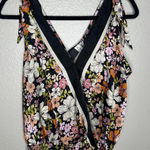 Joie NEW  Blouse Womens Medium Black Floral V Neck Tie Shoulder Smocked Hem Sexy Photo 0