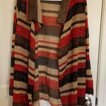 One World EUC  women’s orange tan brown knit drapey lightweight cardigan‎ sweater Photo 0