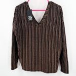 Chaser Top SZ Small NWT Metallic Stripe Long Sleeve Rose Gold Dolman V-Neck Photo 3