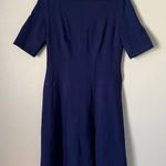 Lafayette 148 Short Sleeve A Line Dress in Navy Blue Photo 0