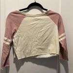 POL  Pink and Cream Cropped baseball T. Rough edge. Size S Photo 3