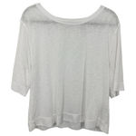 Athleta  White Linen Blend Boxy Cropped T Shirt Top Womens Size Large Breezy Soft Photo 0