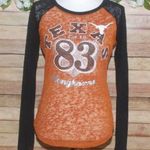 G3 For Her Ladies Texas Longhorns 83 Burn Out Tee Shirt Top Size S Long Sleeve Orange Photo 0