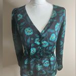 J crew factory satin black crepe fitted peplum blouse size 2 Photo 2