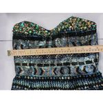 Precious Formals Sequin Mini Dress Sparkle Size 4 Blue Green Black Chunky Stones Photo 4