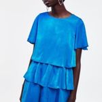 ZARA  RUFFLED SATIN EFFECT MINI DRESS BLUE SIZE XS NEW Photo 3