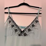 Vintage Sheer Mint Green Camisole Y2K Lingerie Top Black Floral Embroidery & Bow Blue Size L Photo 1