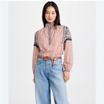 Xirena Izzie Geometric Print Cotton Top in Desert Day XS Red Photo 1