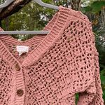 Nicole Miller Mauve Chunky Knit Button Up Cardigan Sweater Photo 2