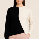 Alice + Olivia ♨️ Black / Off White Colorblock Asymmetric Hem Sweater – Size XS💛 Photo 0