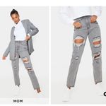 Pretty Little Thing grey distressed mom jeans Photo 5