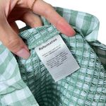 Reformation  gemini smocked ruffle gingham mini dress green Photo 7