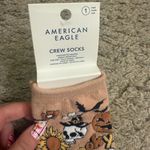 Aerie  American Eagle Black Marled Orange Graphic Spooky Halloween Crew Socks Set Photo 8