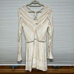 Rahi Cali  NWT Peach Floral Print Boho Beach Front Tie Long Sleeve Mini Dress Photo 4