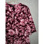 Miss Elaine Medium House Coat Robe Floral Womens Velour Zip Pink Burgundy Photo 3