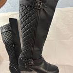 Not Rated Women’s  18” Tall Padded Spiky Boots Black SZ 9 Faux Leather Garman Side Zip Photo 4