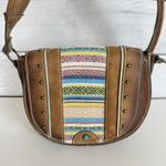 Tony Lama  Woven Accent Colorful SaddleBag‎ Leather Southwestern Crossbody Purse Photo 2
