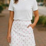 Intro Love the Fit Womens Skort Sz 14W Hannah Flamingo White Pink Sateen NEW Photo 0