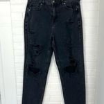 American Eagle  Black Distressed Denim Mom Jeans Size 10 Photo 0