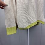 Madewell Cream Cable Knit V-neck Pullover Sweater Lime Green Trim Cuffs Hem S Photo 1