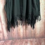 Cover 2 Cover Black V Neck Drawstring Waist Fringe Hem Swim Coverup Size M Size M Photo 4