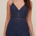 ASTR The Label Lattice Inset Lace spaghetti strap navy blue dress size medium Photo 2