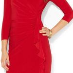 American Living  Red 3/4 Sleeve Ruched Sheath Dress Career Cocktail‎ Party Photo 0