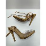 Schutz Sandals Womens Size 6B Tan Vinyl Wraparound High Cloe Heels Photo 7