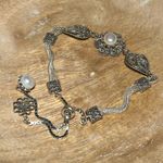 Sterling Silver DGS Turkey Filigree Floral White Pearl 925  Adjustable Bracelet Photo 6