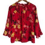 Old Navy Vintage  Red Floral Blouse Women’s Large Photo 0