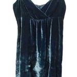 Betsey Johnson  Size 6 Green Silk Rayon Blend V Neck Crushed Velvet Mini Dress Photo 0