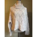POL S Cream Cable Knit Turtleneck Sweater Cozy Chunky Knit boho cottage core y2k Photo 1