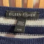 Eileen Fisher Striped Navy & White Sweater Linen Sz L Classic Fisherman Preppy Photo 9