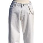 Cache White Denim Embellished Flare Jean Pant Rhinestone Chain Belt New $168 NWT Photo 3