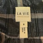 Rebecca Taylor La Vie Black Metallic Plaid Long Sleeve Button Down Shirt Top S Photo 3