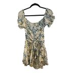 Hello Molly Double Text yellow green multi leaf Ruffle milkmaid Mini dress sz L Photo 11