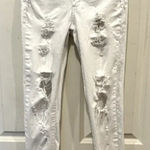Kancan White Mid Rise Skinny Distressed‎ Destroyed Ripped Jeans size 5 / 26 Photo 0