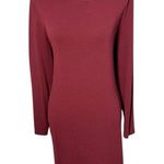 J.Jill  Wearever Collection Knit Dress Burgundy XL Long Sleeve Ribbed Stretch Photo 0