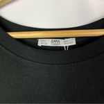 ZARA Black Crewneck White Cuff Short Sleeve T-Shirt L Photo 2