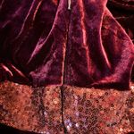 Grace Karin Velour Blouse Top Women Large Maroon Wine Sequins Holiday Party Photo 11