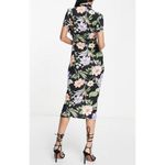 ASOS Keyhole Midi Sketchy Floral Print Asian Chinese Oriental Japanese Cut-Out 4 Photo 1