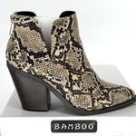 Bamboo  UPSTREAM-13 Womens 5.5 Beige Snake Chunky Heel Slip On Cutout Booties Photo 6